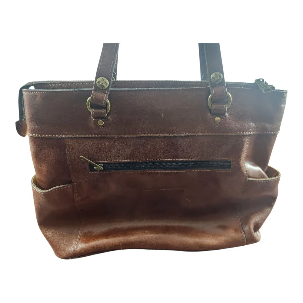 Patricia Nash Bolsena tote bag full grain leather purse‎ shoulder bag brown